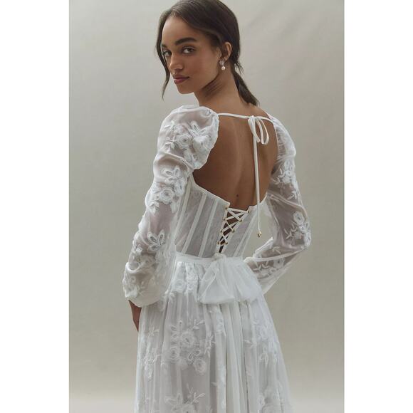 V. Chapman Carmella Long-Sleeve Ruffled Chiffon Maxi Dress - Picture 3 of 15